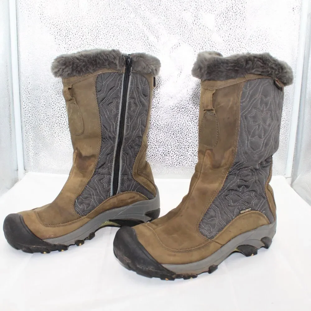 Keen Betty Boot II Size 8  Brown Waterproof Snow Mid Calf Zip Boots Leather